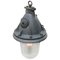 Lampe à Suspension Industrielle Vintage en Verre Rayé Transparent et Gris 3