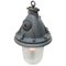 Vintage Industrial Clear Striped Glass & Gray Pendant Light 3