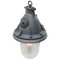 Vintage Industrial Clear Striped Glass & Gray Pendant Light, Image 3