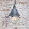 Vintage Industrial Clear Striped Glass & Gray Pendant Light 4