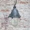 Vintage Industrial Clear Striped Glass & Gray Pendant Light, Image 1