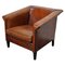 Vintage Dutch Art Deco Style Cognac Colored Leather Club Chair 1