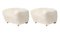 Off White Natural Oak Sheepskin The Tired Man Footstools from by Lassen, Set of 2 2