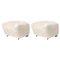 Off White Natural Oak Sheepskin The Tired Man Footstools from by Lassen, Set of 2 1