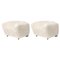 Off White Natural Oak Sheepskin The Tired Man Footstools from by Lassen, Set of 2, Image 1