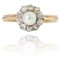 Antiker französischer Gänseblümchen Ring mit natürlicher Perle und Diamanten 1