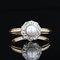 Antiker französischer Gänseblümchen Ring mit natürlicher Perle und Diamanten 3