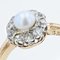 Antiker französischer Gänseblümchen Ring mit natürlicher Perle und Diamanten 7