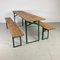 Vintage German Painted Beer Table and Benches, Set of 3 1