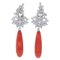 Drop Coral, Diamonds White Gold Dangle Earrings, Set of 2 1