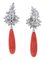 Drop Coral, Diamonds White Gold Dangle Earrings, Set of 2 3