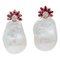Baroque Pearls, Rubies, Diamonds Rose Gold Earrings, Set of 2 1