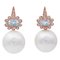 Retrò White Pearls, Aquamarine, Diamonds Rose Gold Earrings, Set of 2 1