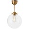 Raw Brass Clear Glass Pendant Globe Ceiling Lamp from Konsthantverk 1