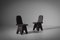 Dark Stained Pine Wooden Low Chairs, Image 7