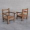 Mid-Century French Primitive Armchair in Oak and Rush 1