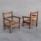 Mid-Century French Primitive Armchair in Oak and Rush, Image 1