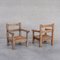 Mid-Century French Primitive Armchair in Oak and Rush, Image 2