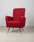Vintage Red Fabric Armchair, 1950s 1