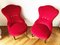 Antique Red Velvet Lounge Chairs, 1900s, Set of 2 5