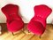 Antique Red Velvet Lounge Chairs, 1900s, Set of 2, Image 5