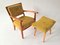 Vintage Lady's Armchair with Footrest, Czechoslovakia, 1940s, Set of 2 3