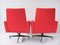 Vintage Red Swivel Armchairs in with Wheels from Dřevotvar Pardubice, Czechoslovakia, 1970s, Set of 2, Image 6