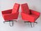 Vintage Red Swivel Armchairs in with Wheels from Dřevotvar Pardubice, Czechoslovakia, 1970s, Set of 2 10