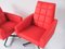 Vintage Red Swivel Armchairs in with Wheels from Dřevotvar Pardubice, Czechoslovakia, 1970s, Set of 2 5