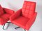 Vintage Red Swivel Armchairs in with Wheels from Dřevotvar Pardubice, Czechoslovakia, 1970s, Set of 2, Image 5