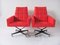 Vintage Red Swivel Armchairs in with Wheels from Dřevotvar Pardubice, Czechoslovakia, 1970s, Set of 2, Image 4