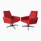 Vintage Red Swivel Armchairs in with Wheels from Dřevotvar Pardubice, Czechoslovakia, 1970s, Set of 2 1