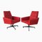 Vintage Red Swivel Armchairs in with Wheels from Dřevotvar Pardubice, Czechoslovakia, 1970s, Set of 2, Image 1