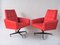 Vintage Red Swivel Armchairs in with Wheels from Dřevotvar Pardubice, Czechoslovakia, 1970s, Set of 2 2