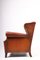 Poltrona Wingback in pelle color cognac, Danimarca, anni '40, Immagine 6