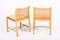 Sedie Mid-Century in frassino e pelle color cognac, Danimarca, anni '60, set di 2, Immagine 4