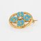 French Turquoise Enamelled Flower Brooch in 18K Yellow Gold with Natural Pearl, 1900s 3