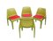 German Red and Green Plastic Chairs, 1970s, Set of 4 1