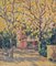 Guillem Bergnes, Impressionist Garden with Yellow Blossom, 20th-Century, Oil on Canvas, Framed 1