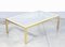 Low Coffee Table in Golden Metal and Glass 1