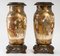 Meiji 19th Century Satsuma Ceramic Vases Mounted on French Bronze, Set of 2 1