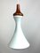 Lámpara colgante Mid-Century de teca y vidrio opalino, años 50, Imagen 1