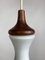 Lámpara colgante Mid-Century de teca y vidrio opalino, años 50, Imagen 5