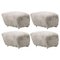 Green Tea Natural Oak Sheepskin The Tired Man Footstools from by Lassen, Set of 4 1