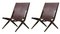 Brown Stained Oak and Brown Leather Saxe Chairs from by Lassen, Set of 2 2