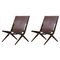 Chaises Saxe en Chêne Teinté Marron et Cuir Marron de par Lassen, Set de 2 1