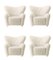 Off White Sheepskin The Tired Man Lounge Chair from by Lassen, Set of 4 2