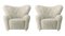 Green Tea Sheepskin The Tired Man Lounge Chair from by Lassen, Set of 2 2