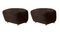 Espresso Natural Oak Sheepskin The Tired Man Footstools from by Lassen, Set of 2 2