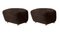 Espresso Natural Oak Sheepskin The Tired Man Footstools from by Lassen, Set of 2, Image 2